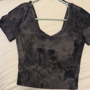 Women's lululemon athletica align Black Tie-Dye cropped workout top